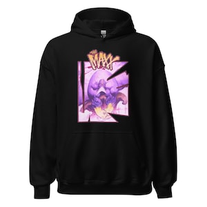 May include: Black hooded sweatshirt featuring a purple and pink graphic of a character with the text "The Maxx" in yellow.