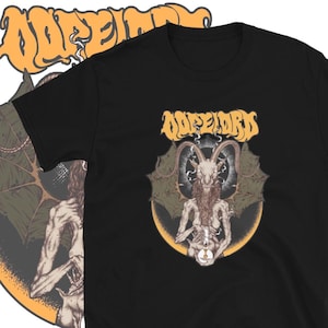 May include: Black t-shirt with a graphic of a goat with horns and wings holding a bong. The text "DopeLord" is above the goat in a stylized font.