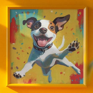 Funny Dog Art, Happy Dog Painting, Wall Art Print, Dog Lover Gift, Colorful Pet Decor, Animal Wall Poster, Dog Artwork, DIGITAL jpg svg pdf