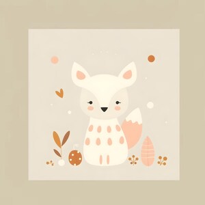 Fuchs Kinderzimmer Wandbild, skandinavischer Stil, Baby Poster, Waldtier Dekor, neutrales Zimmer, niedlicher Fuchs Druck, Babypartygeschenk, DIGITAL