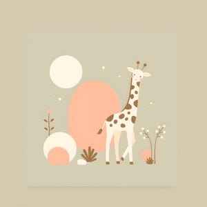 Giraffe Nursery Wall Art, Scandinavian Baby Decor, Gender Neutral Print, Cute Animal Poster, Soft Pastel Kids Room, Safari, DIGITAL DOWNLOAD