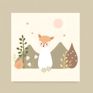 Fuchs Wand Kunst, Süßes Kinderzimmer Poster, Baby Zimmer Dekor, Skandinavischer Stil, Gender Neutral, Waldtier Poster, Geschenk für Baby, DIGITAL