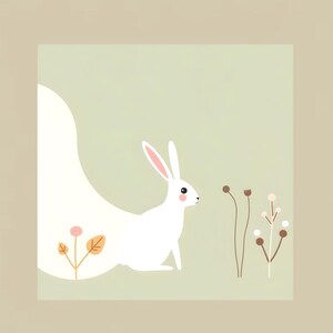 Rabbit Nursery Wall Art, Scandinavian Baby Decor, Bunny Print, Gender Neutral Animal Poster, Minimalist Kids Room,Woodland Baby Gift,DIGITAL