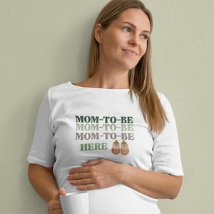 Mom To Be Here PNG SVG JPG Pdf, Cute Pregnancy Design, T-Shirts, Mugs, Cards, Bags, Baby Shower Gift, Digital Download