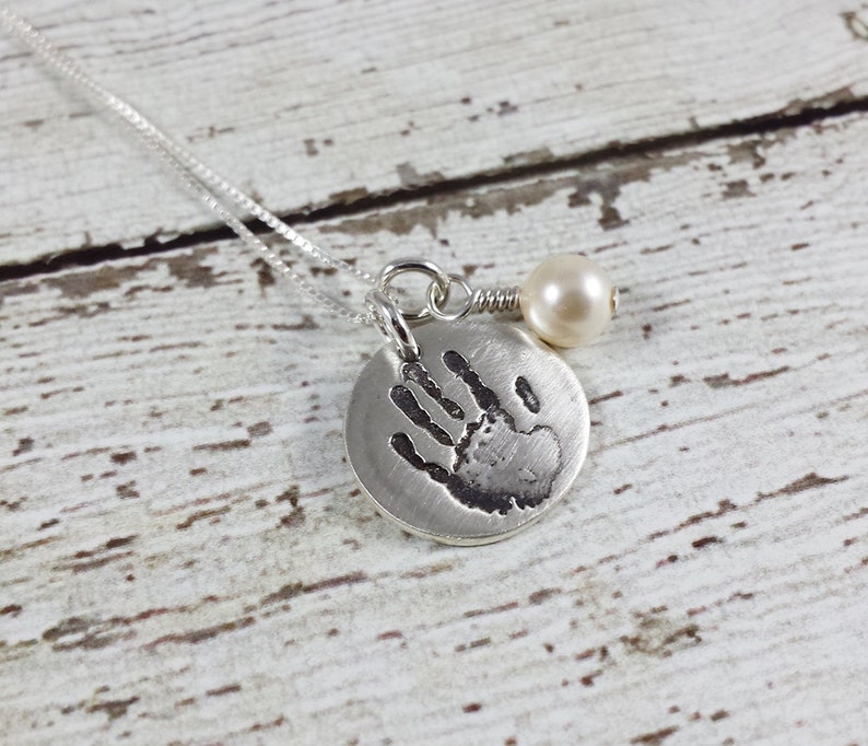 Custom Handprint Jewelry Your Childs ACTUAL Handprint Sterling Silver Handprint Necklace- Mom Necklace Personalized Handprint Necklace