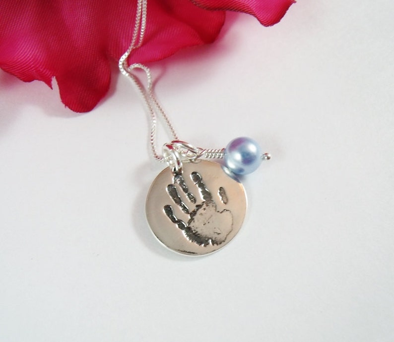 Custom Handprint Jewelry Your Childs ACTUAL Handprint Sterling Silver Handprint Necklace- Mom Necklace Personalized Handprint Necklace