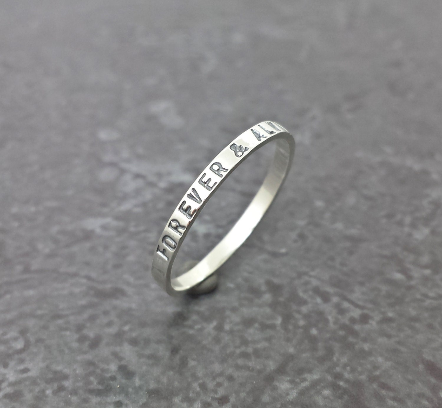 Personalized Ring Sterling Silver Stackable Ring 2mm x 1mm | Etsy