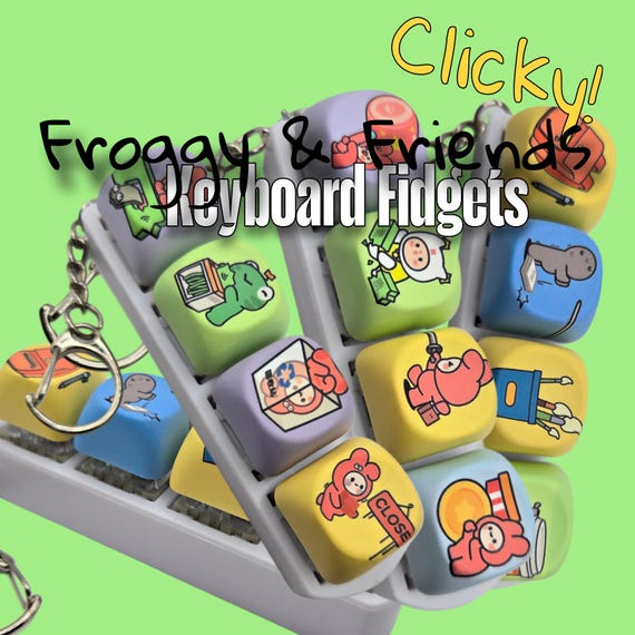 Colorful Froggy & Friends Fidget- 4-Key Mechanical Fidget - Tactile Clicky Fun!