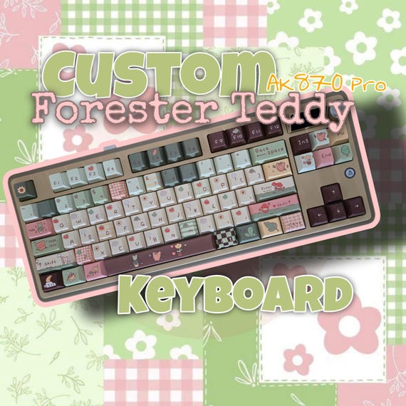 Adorable Forester Teddy Customized AK870 Pro Tri Mode Wireless Keyboard w Screen