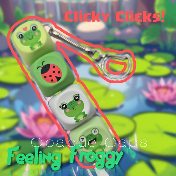 PressZen Froggy 4 Key or Jumbo Fidget w Opaque Cartoon Frog Caps(Clicky Clacky Clicks)