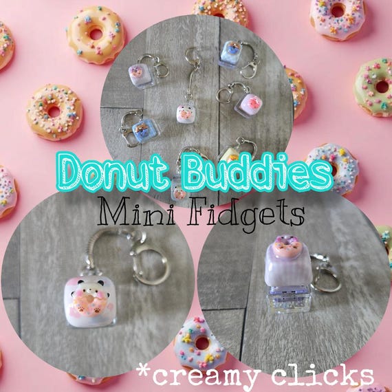 Donut Buddies Mini Fidgets Shake or Click (Bead Filled Bases & Creamy Click Sounds) Fits on keyboard!
