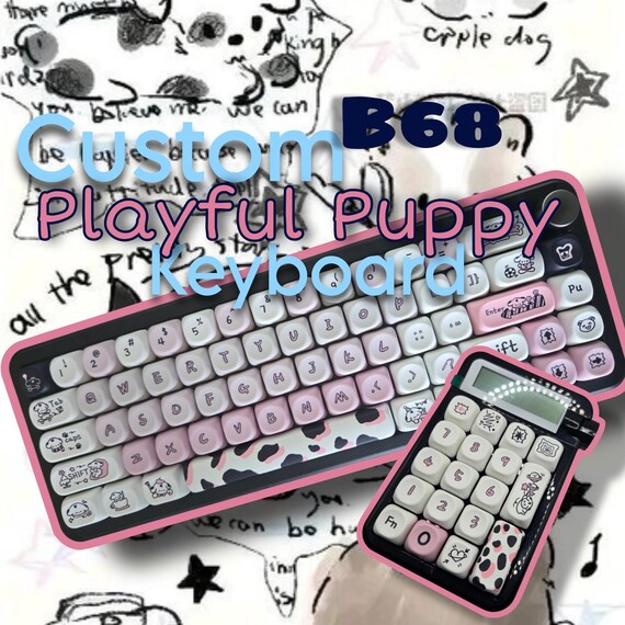 Playful Puppy B68 Custom Wireless  Keyboard Tri-Mode Hot Swappable Gasket Mounted Creamy Keyboard *Numpad Bundle Option-See photos