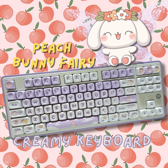 Peach Bunny Fairy Creamy AK870 Wireless Mechanical Gaming Keyboard Tri-Mode Hot Swappable Gasket Mounted Customized Keyboard for Win/Mac