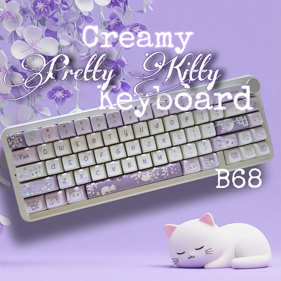 Pretty Kitty B68 Creamy Wireless Mechanical Gaming Keyboard Tri-Mode Hot Swappable Gasket Mounted Customized Keyboard for Win/Mac