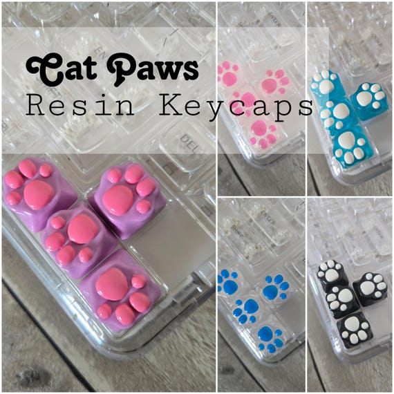 Handmade Resin Cat Paw Keycaps: Accent or Arrow Keys (Set of 4)