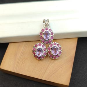 Ciondolo in ametista e rubino in argento sterling 92,5