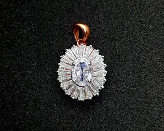 Zircon Pendant In 92.5 Sterling Silver Rose Gold Plated