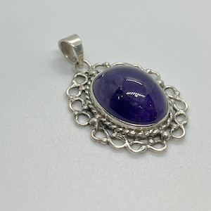 Amethyst Pendant in 92.5 Sterling Silver 100% Natural and Good Quality Hand Crafted