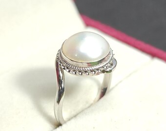Fresh Water Pearl Ring In 92.5 Sterling Silver