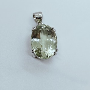 Green Amethyst Pendant In 92.5 Sterling Silver Flawless Prasiolite