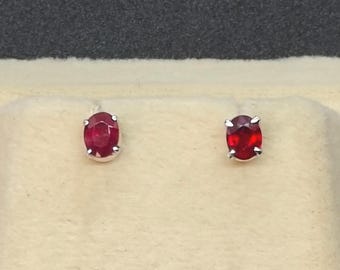 Ruby Ear Stud In 92.5 Sterling Silver
