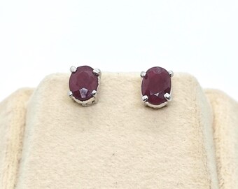 Ruby Ear Stud In 92.5 Sterling Silver