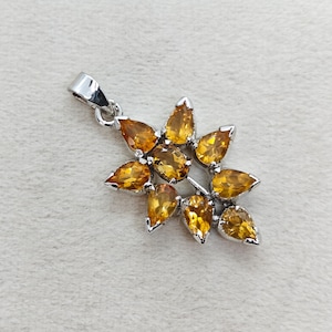 Citrine Pendant In 92.5 Sterling Silver Pendant Citrine Gemstone Pendant Handmade Silver Jewelry