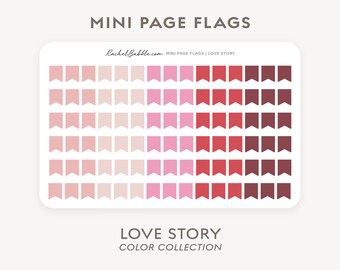 Mini Page Flag Stickers, Small Page Flags, Tiny, Little, Functional Stickers, Erin Condren, Happy Planner, Valentines Day, Red, Love Story