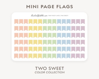 Mini Page Flag Stickers, Small Page Flag Stickers, Tiny Page Flag Stickers, Functional Stickers, Rainbow, Yellow, Green, Purple, Two Sweet