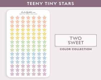 Teeny Tiny Star Stickers, Planner, Erin Condren Stickers, Happy Planner Stickers, Bullet Journal, Rainbow, Yellow, Green, Blue, Two Sweet