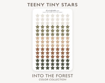 Teeny Tiny Star Stickers, Small Star Stickers, Mini Star Stickers, Planner Stickers, Bullet Journal, Neutral, Brown, Green, Into The Forest