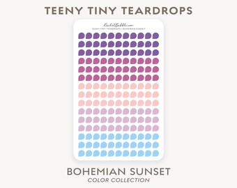 Teeny Tiny Teardrop Stickers, Dew Drop Planner Stickers, Erin Condren, Happy Planner, Small, Little, Mini, Minimal, Purple, Bohemian Sunset