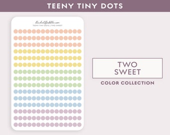 Teeny Tiny Dot Stickers, Circle Planner Stickers, Mini Dot Sticker, Small Dot, Bullet Point, Rainbow, Yellow, Green, Blue, Purple, Two Sweet