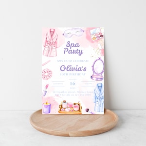 Spa Party Birthday Invitation, Pamper Party Birthday Invite, Spa Day, Glam Party Birthday, Spa Sleepover Invite, Editable & Printable invite