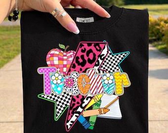 Retro Teacher PNG, Preppy Back To School PNG, Coquette Teacher Shirt Design, Checkered Teacher Sublimation, Groovy Teacher Life PNG