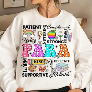 Kleurrijke PARA png, paraprofessioneel shirtontwerp, ondersteunend personeel waardering clipart