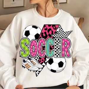 Fútbol PNG estilo coqueto / Lindo diseño de sublimación de fútbol / Clipart de balón de fútbol / Camiseta de fútbol PNG para regalos DIY imagen 1