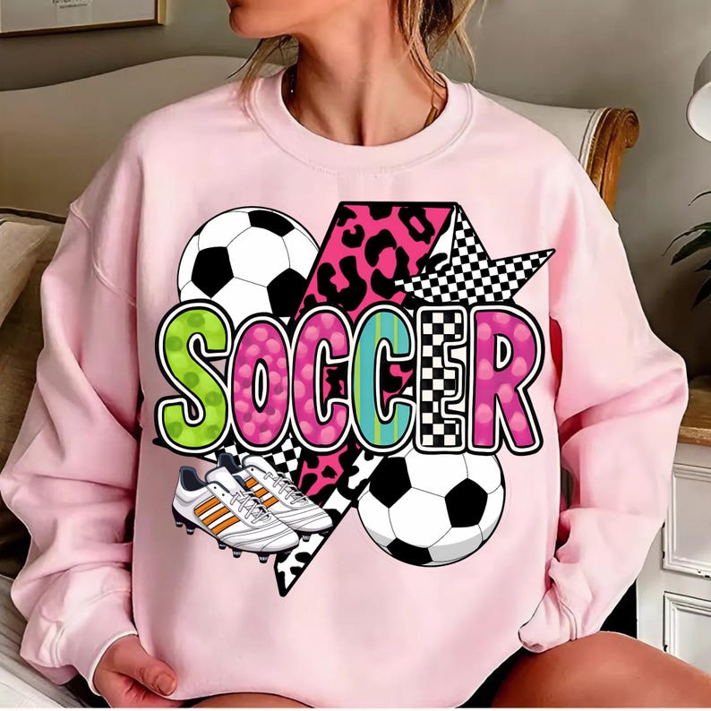 Fútbol PNG estilo coqueto / Lindo diseño de sublimación de fútbol / Clipart de balón de fútbol / Camiseta de fútbol PNG para regalos DIY imagen 7