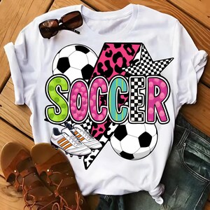 Fútbol PNG estilo coqueto / Lindo diseño de sublimación de fútbol / Clipart de balón de fútbol / Camiseta de fútbol PNG para regalos DIY imagen 3