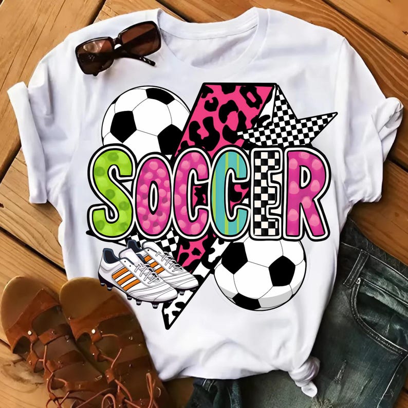 Fútbol PNG estilo coqueto / Lindo diseño de sublimación de fútbol / Clipart de balón de fútbol / Camiseta de fútbol PNG para regalos DIY imagen 3