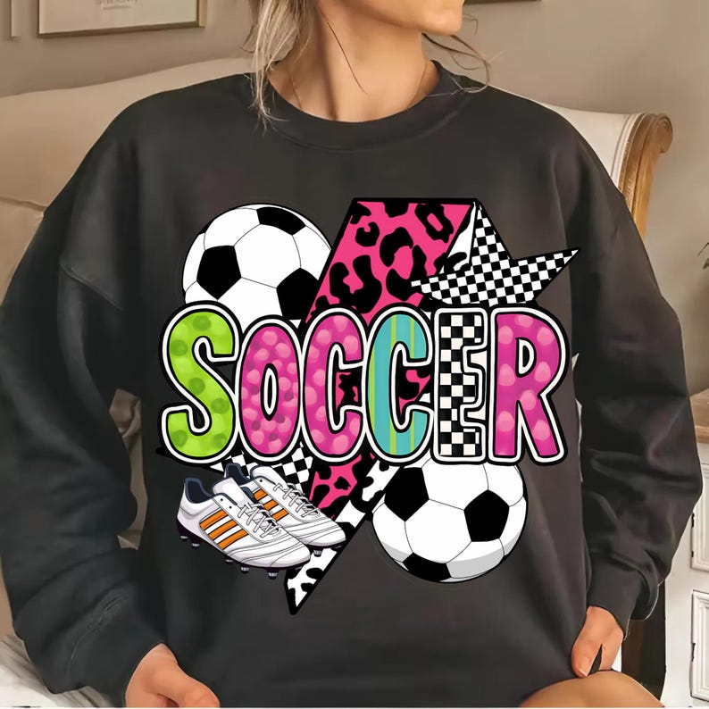 Fútbol PNG estilo coqueto / Lindo diseño de sublimación de fútbol / Clipart de balón de fútbol / Camiseta de fútbol PNG para regalos DIY imagen 5