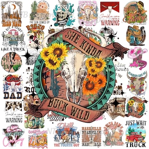Pacote de 40 arquivos Western PNG, Sublimação de Cowboy do Campo, Rodeio, Clipart de Cowgirl, Conjunto de PNG do Oeste Selvagem