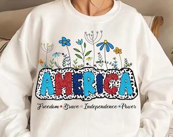 Floral American Flag PNG, Patriotic Floral USA, 4th of July png, Girly Coquette USA Design, Independence Day Sublimation