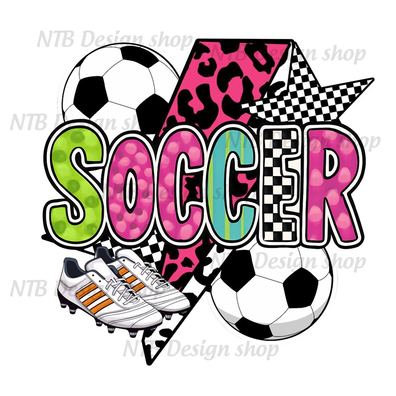 Fútbol PNG estilo coqueto / Lindo diseño de sublimación de fútbol / Clipart de balón de fútbol / Camiseta de fútbol PNG para regalos DIY imagen 2