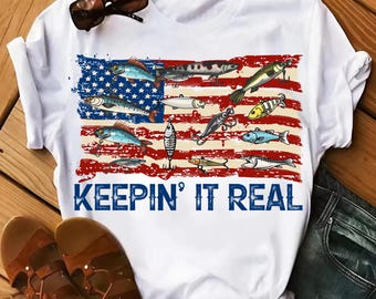Keepin It Reel PNG, Fishing American Flag png, Funny Fisherman Shirt Design, Patriotic 4th of July PNG, USA Sublimation