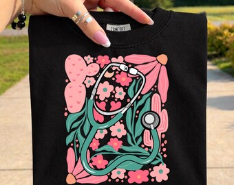 Floral Stethoscope PNG, Retro Nurse PNG, Coquette Nurse Sublimation Design, Nurse Life Shirt Design, Medical Aesthetic RN png Download