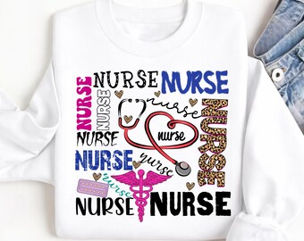 Nurse PNG, Retro Nurse Stethoscope Sublimation Design, Coquette Nurse Shirt PNG, RN Healthcare Worker Clipart, Medical Aesthetic Download