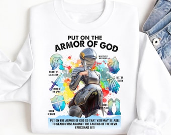 Armadura de Deus Cristã PNG, Design de Sublimação Guerreiro da Fé, Camiseta com Versículo Bíblico de Efésios 6 PNG, Mulher de Deus Download