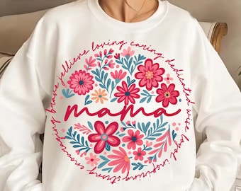Floral Mama PNG | Mother's Day Sublimation Design | Boho Flower Mom Shirt | Retro Mama Quote Graphic