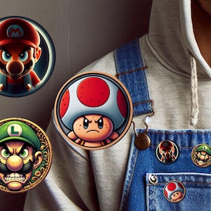 Trash-Pin-Abzeichen, Mario Bros, Luigi, Toad, Einheit oder 3er-Set, 2,5-mm-Pin-Abzeichen